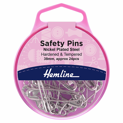 H410.2 Safety Pins: 38mm: Nickel: 24 Pieces 